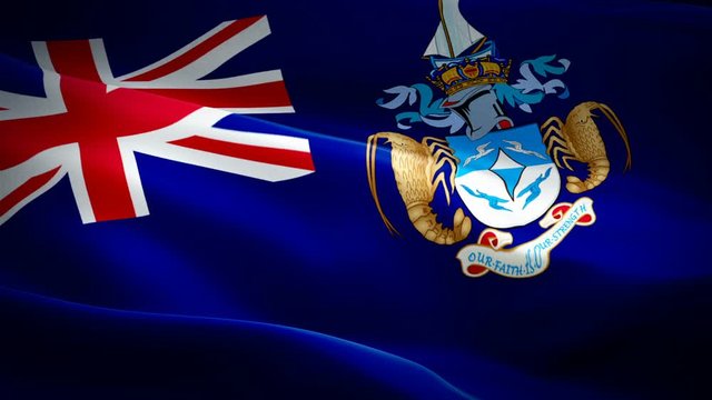 Tristan flag Closeup 1080p Full HD 1920X1080 footage video waving in wind. National Edinburgh of the seven seas 3d Tristan da Cunha flag waving. Sign of Tristan da Cunha seamless loop animation. Trist
