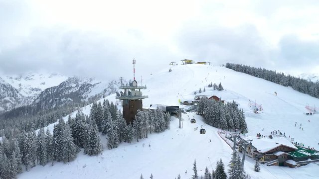 Schladming Planai Ski Resort in Austria, state of Styria - Aerial Panoramic View