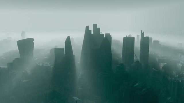 City of London skyline, aerial minimal view, UK, England, CGI render