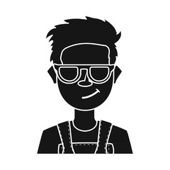 Vector illustration of guy and contempt sign. Set of guy and glasses vector icon for stock.