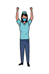 nurse female worker using face mask for covid19