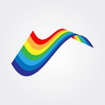 Rainbow icon. Spectrum symbol. Perspective diagonal view. Stock - Vector illustration.