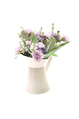Naklejka na ściany i meble Flowers Bouquet in metal vase isolated on white background