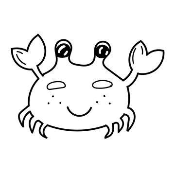 vector element, black and white drawing of a marine inhabitant, cute crab, coloring book
