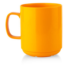 Orange cup mug drink on white background isolation