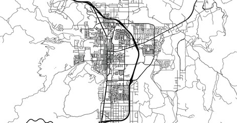 Urban vector city map of Carson City, USA. Nevada state capital