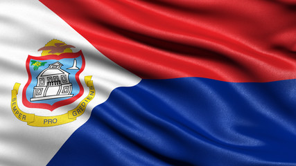 Fototapeta premium 3D illustration of the flag of Sint Maarten waving in the wind.