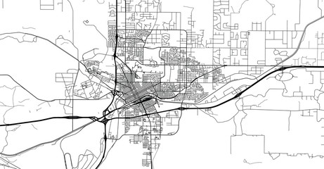 Urban vector city map of Cheyenne, USA. Wyoming state capital