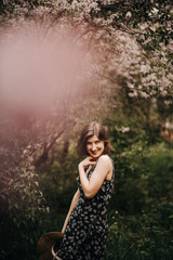 Happy girl posing for the camera on the nature