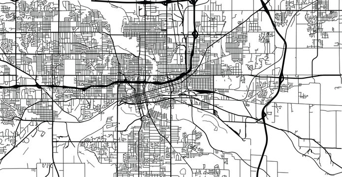Urban Vector City Map Of Des Moines, USA. Iowa State Capital