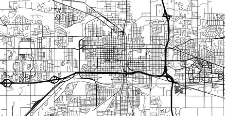 Urban vector city map of Lansing, USA. Michigan state capital
