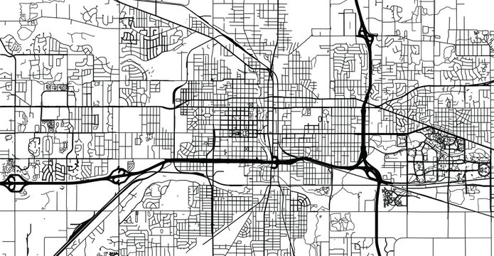 Urban Vector City Map Of Lansing, USA. Michigan State Capital