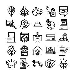 delivery cargo service logistic shipping commerce icons set line style
