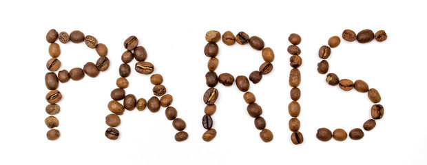 Paris written with coffee beans