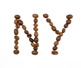 NY written with coffee beans
