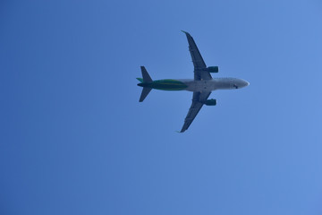 Air Plane is flying in blue sky 