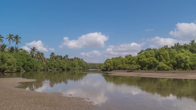 Aerial view of beach in Mandrem Goa, India. Hyperlapse