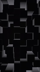 Abstract dark elegant cube geometric background. Chaotically advanced rectangular bars. 3D Rendering, 3D illustration