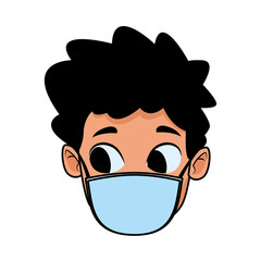 head little boy using face mask for covid19