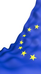 Slightly waving flag of the European Union isolated on white background, 3D rendering. Symbol of Europe. 3D illustration