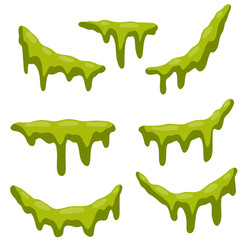 Green slime. Halloween decoration element. disgusting and foul object. Nasty set. Cartoon flat illustration. Snot and goo