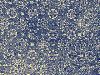 Vector illustration of ornamental mosaic fragment on wall old monument in Ravenna city in Tuscany