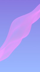 Pink wave on blue sky abstract background. Fluttering pink scarf. Waving on wind pink fabric. Vertical orientation. 3D illustration