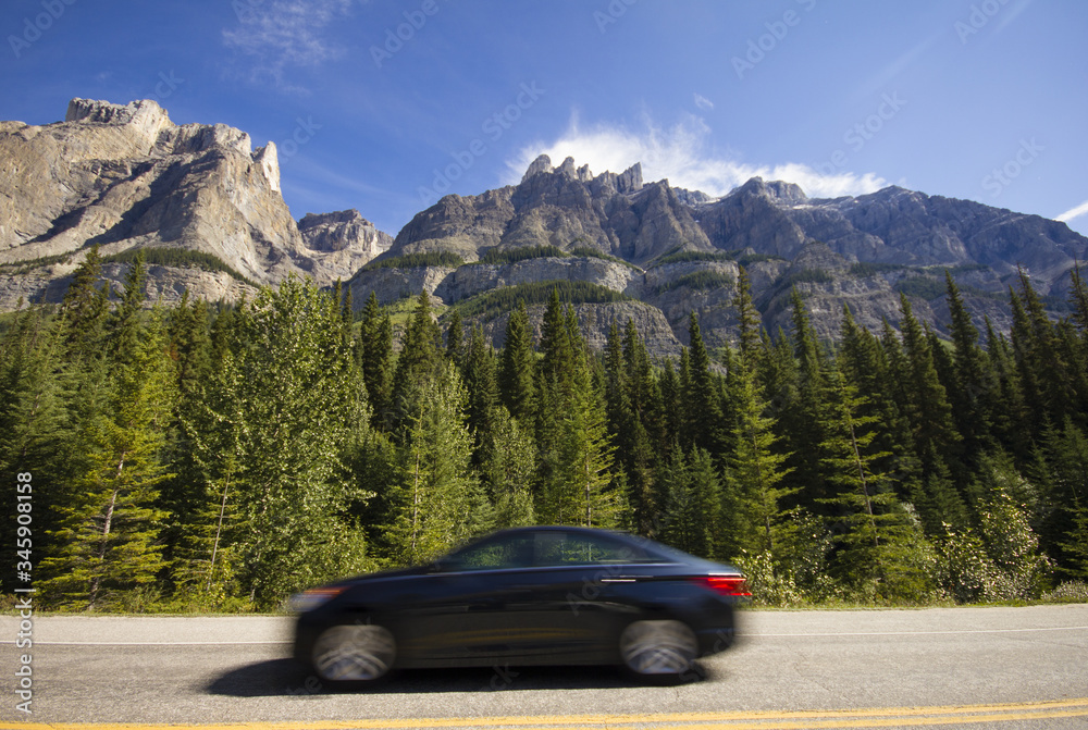 Canvas Prints Icefields Parkway - view of mountains and road near the columbia icefield in jasper national park, Alberta, Canada