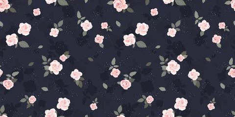 Deurstickers Kleine bloemen Schattig handgetekende rozen naadloos patroon, romantische achtergrond, geweldig voor textiel, banners, wallpapers, inwikkeling - vector design