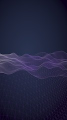 Abstract landscape on a blue background. Cyberspace grid. hi tech network. 3d technology illustration. 3D illustration