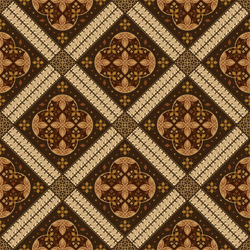 Simple java batik floral pattern with brown color design of seamless