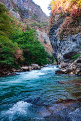 Mountain river landscape. River valley in mountains