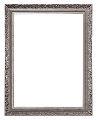 Silver frame for paintings, mirrors or photo isolated on white background