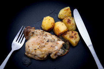 Oven baked greek lemon chicken and potatoes