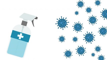 Graphic animation - Covid-19 coronavirus disinfectant , kill Virus with alcohol spray , Alpha Channel (transparent background)