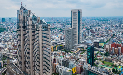The skyscrapers of Tokyo Shinjuku - aerial view - TOKYO / JAPAN - JUNE 17, 2018