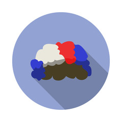 fan wig long shadow icon. Simple color vector of Russian fan atributs icons for ui and ux, website or mobile application