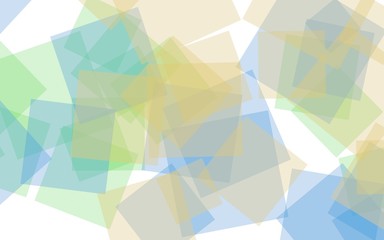 Multicolored translucent squares on white background. 3D illustration