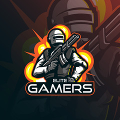 gamer mascot logo design vector with modern illustration concept style for badge, emblem and tshirt printing. gamer illustration for sport and esport team.