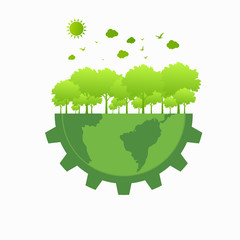 Eco city concept with gear stock vector