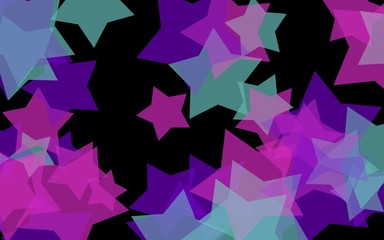 Obraz premium Multicolored translucent stars on a dark background. Orange tones. 3D illustration
