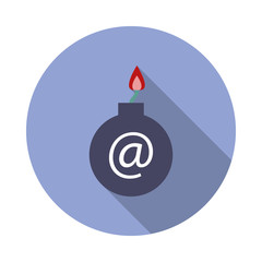 bomb in the mail long shadow icon. Simple color vector of virus and antivirus icons for ui and ux, website or mobile application