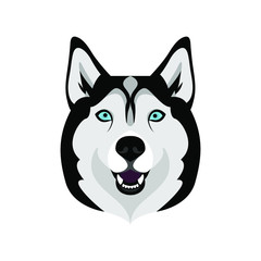 The head of a husky dog with an open mouth. portrait Vector illustration on a white background. © Yana