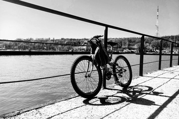 old bicycle on the bridge