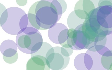 Multicolored translucent circles on a white background. Green tones. 3D illustration