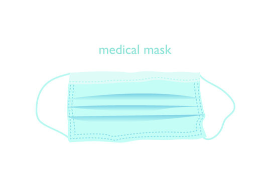 Medical Breath Mask, Shielding Bandage For Protection From Virus, Allergy, Infection. Isolated Vector Illustration On White. Novel Coronavirus Covid 19