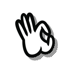 Hand gesture ok sign. okay fingers symbol. Black linear icon. Vector illustration isolated on white background
