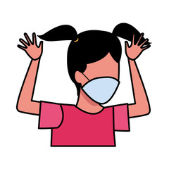 young girl using face mask for covid19