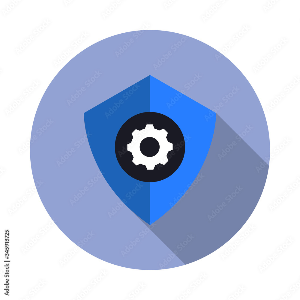 Poster security setting long shadow icon. simple color vector of virus and antivirus icons for ui and ux, w