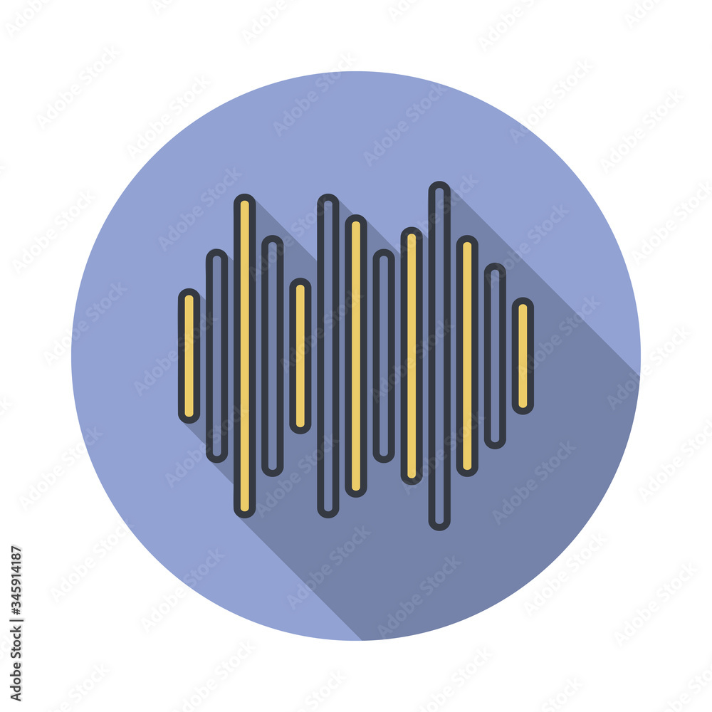 Aufkleber sound waves long shadow icon. simple color vector of web icons for ui and ux, website or mobile appl